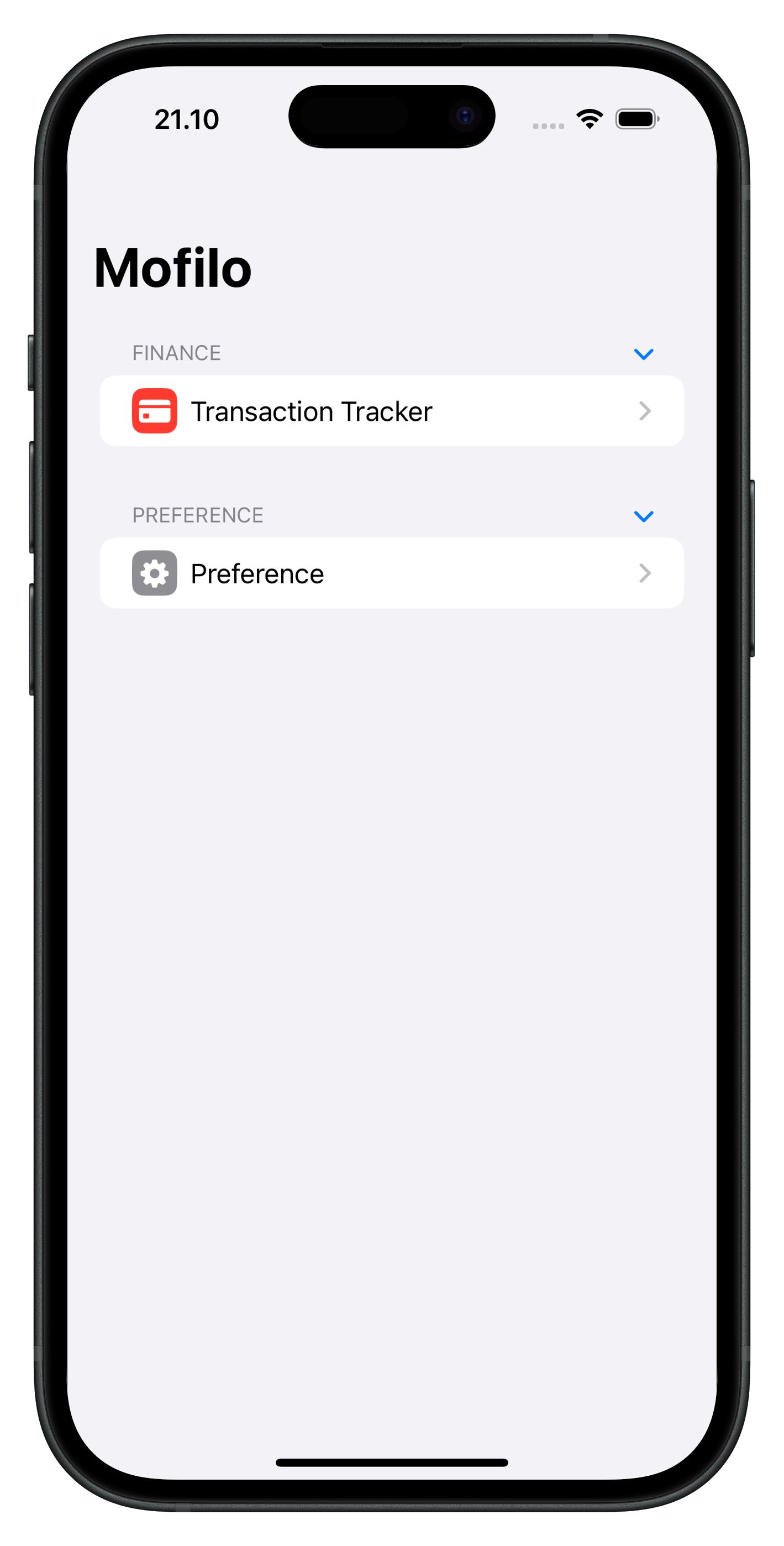 Mofilo App Home Page